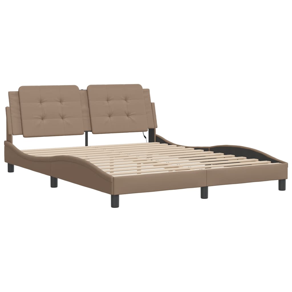 Estrutura de cama com LED sem colchão zadar 160x200 cappuccino