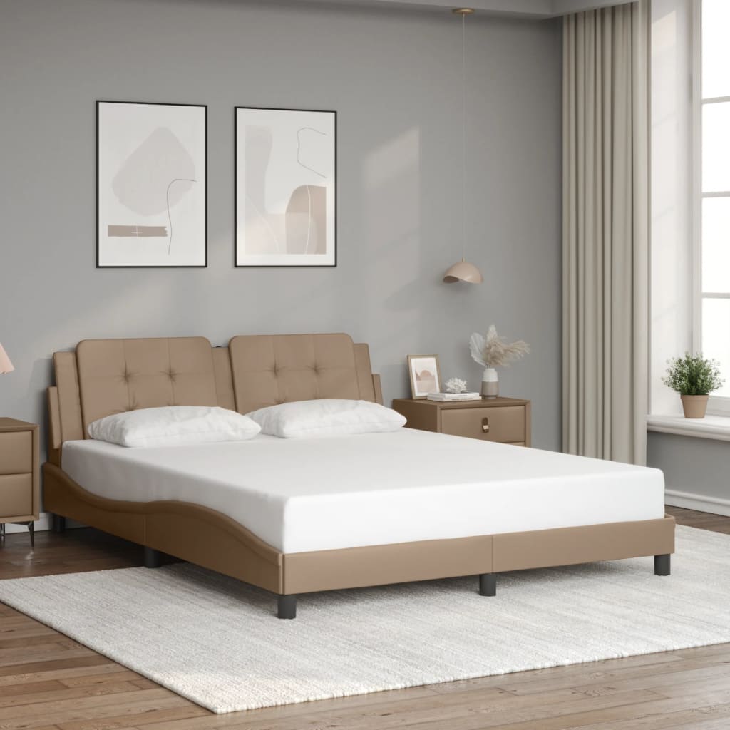 Estrutura de cama com LED sem colchão zadar 160x200 cappuccino