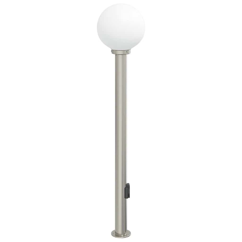 Luminária de poste com tomada, 120 cm, aço inoxidável, IP44