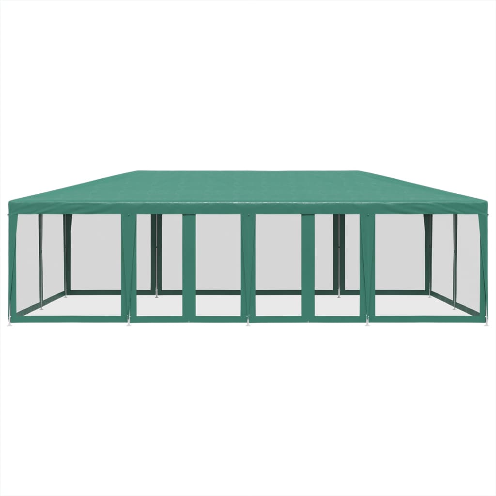 Tenda p/ festas c/ 12 paredes laterais em rede 8x4 m pead verde
