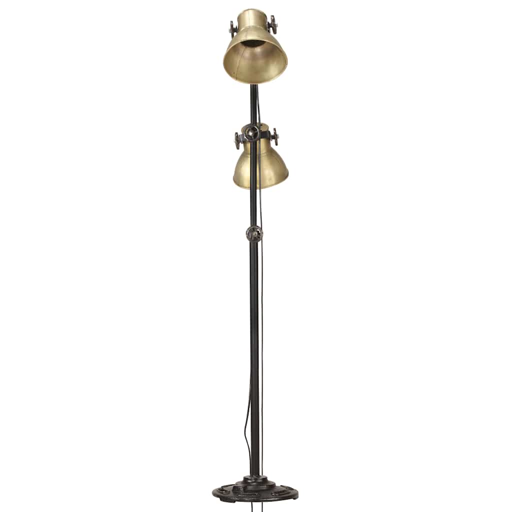 Candeeiro de pé com 2 abajures e27 ferro fundido bronze