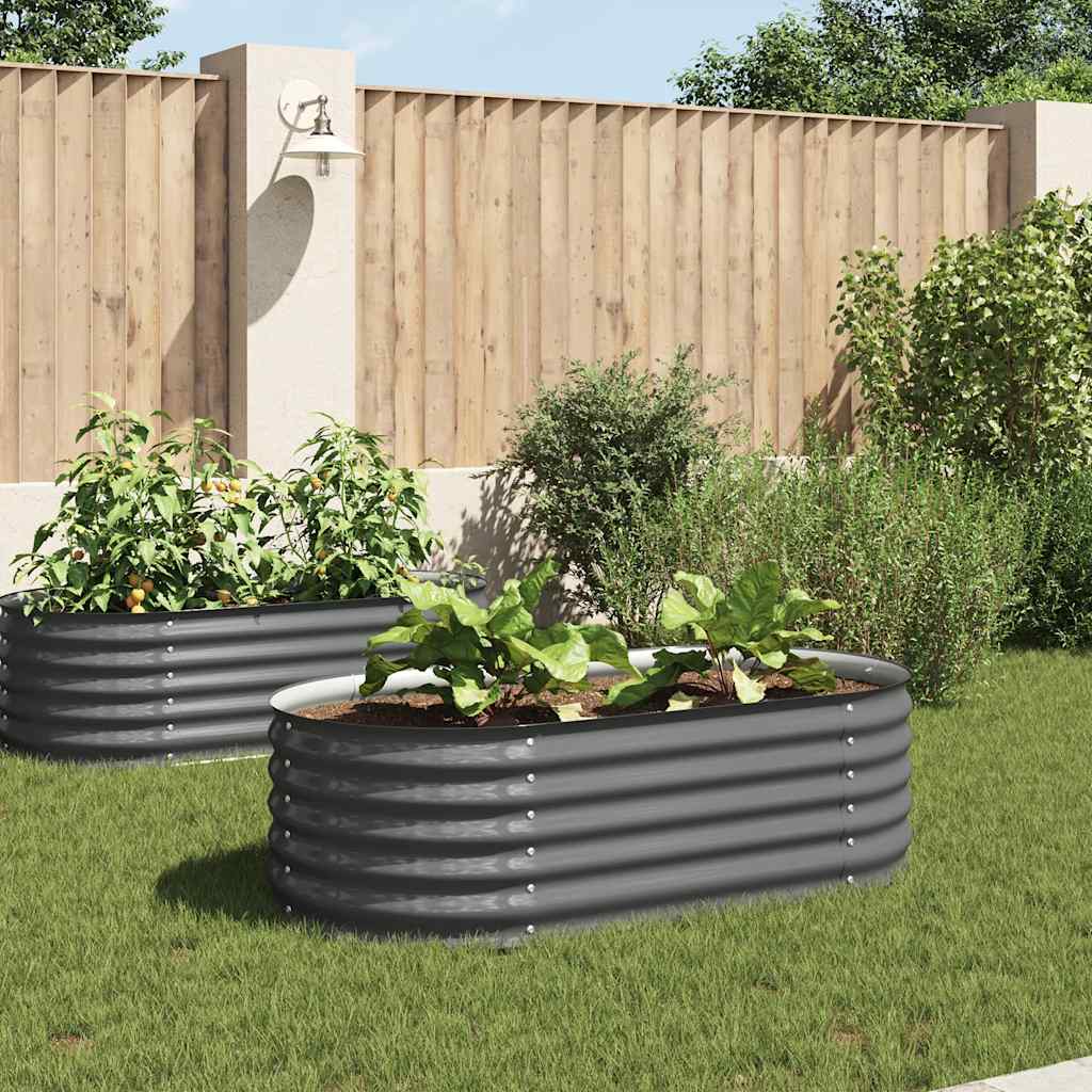Canteiro elevado de jardim aço galvanizado 160x80x44cm cinzento