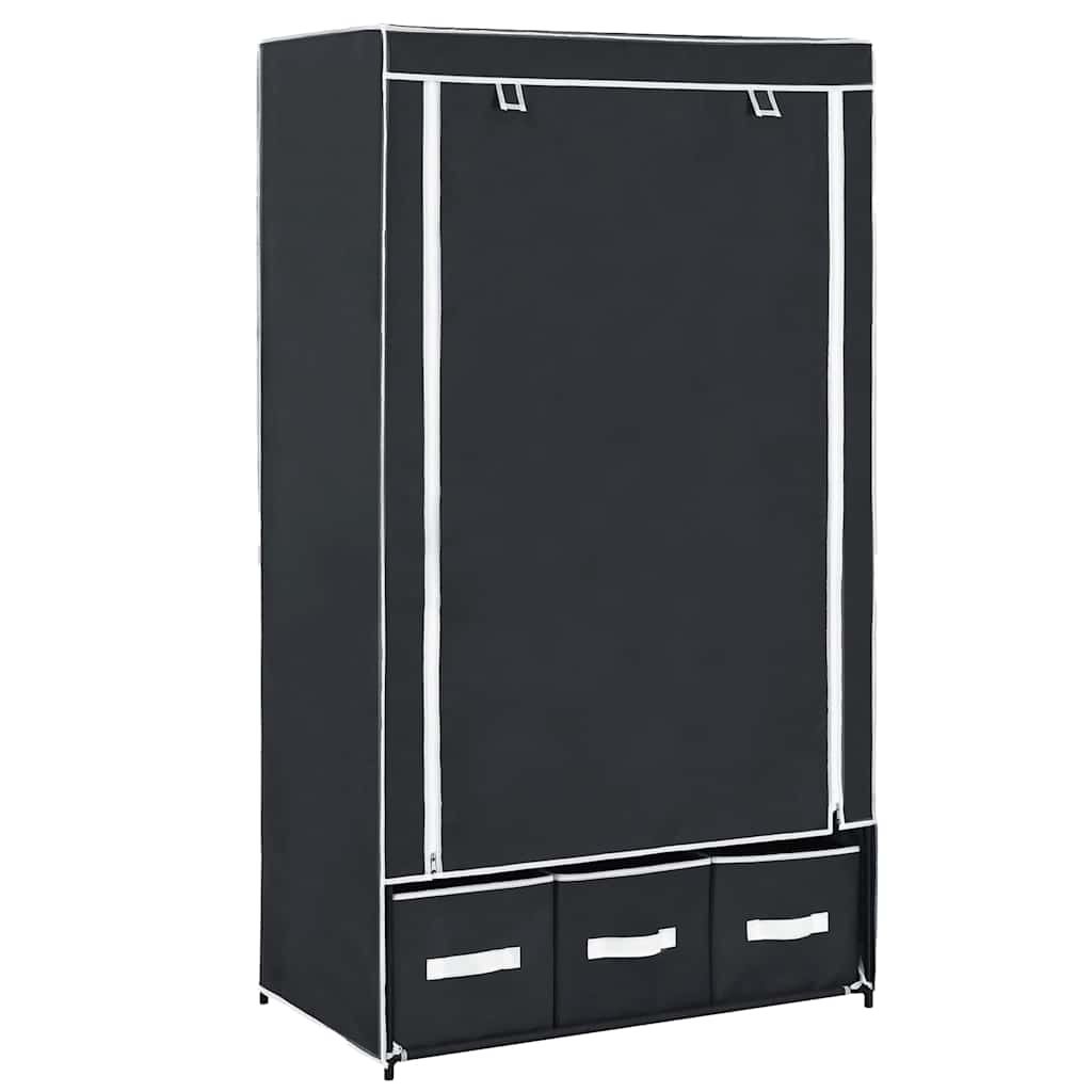 Roupeiro 87x49x159 cm tecido preto
