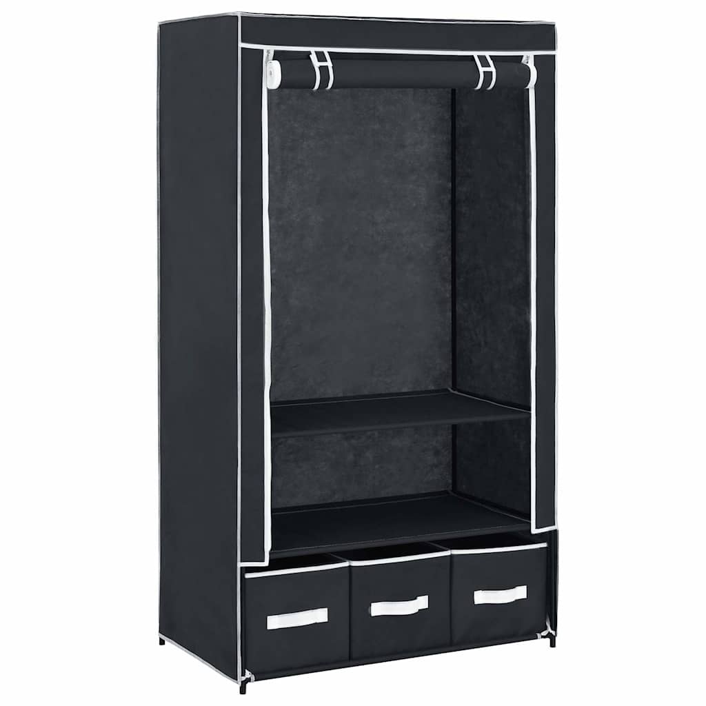 Roupeiro 87x49x159 cm tecido preto