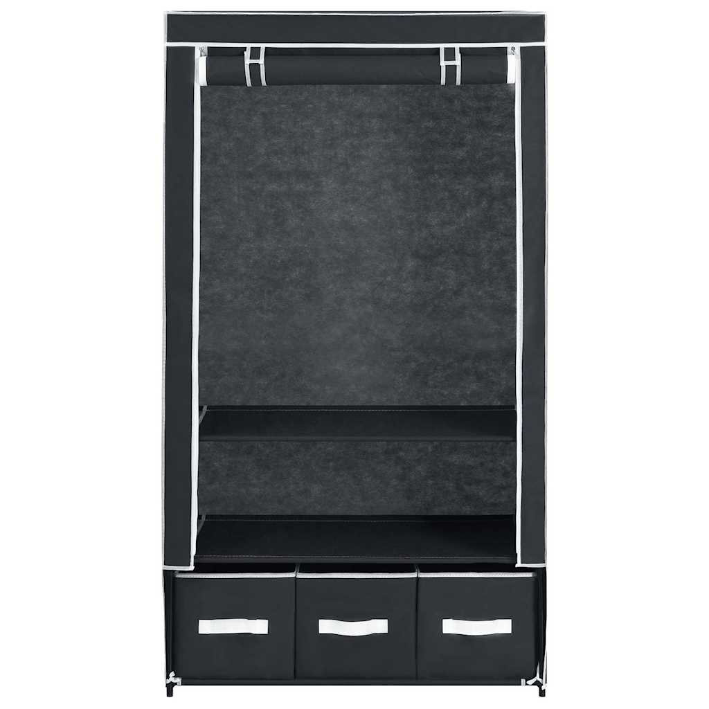 Roupeiro 87x49x159 cm tecido preto