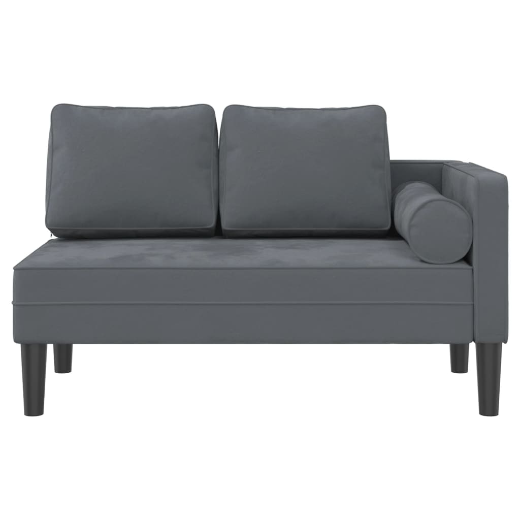Chaise lounge com almofadões veludo cinzento-escuro