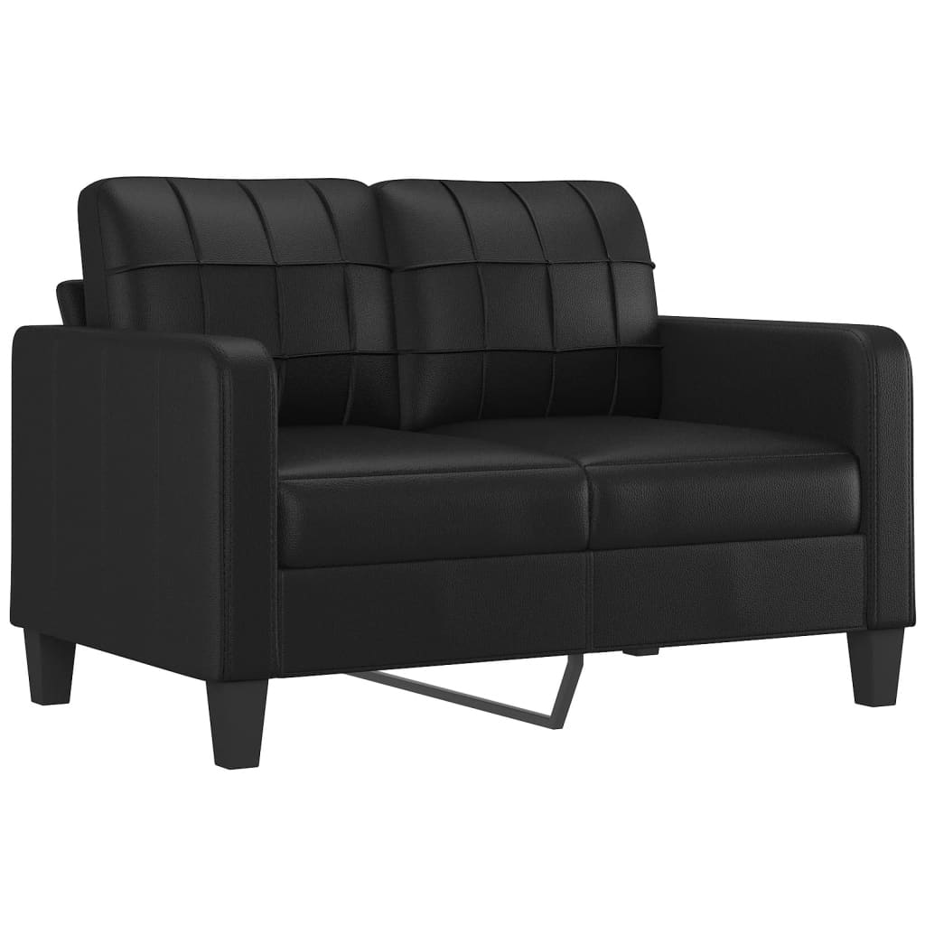 2 Pcs conjunto de sofás couro artificial preto