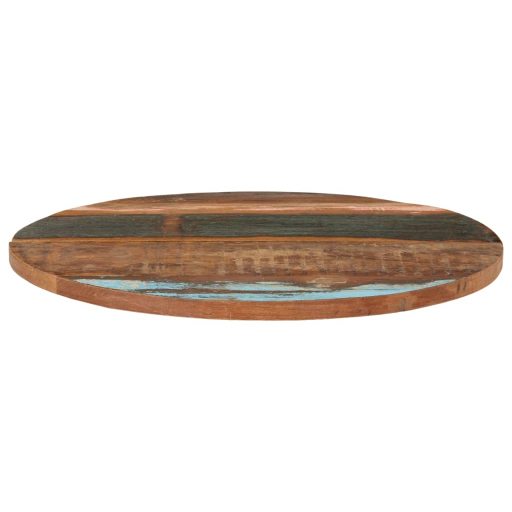 Tampo de mesa redondo 70 cm 25-27 mm madeira recuperada maciça