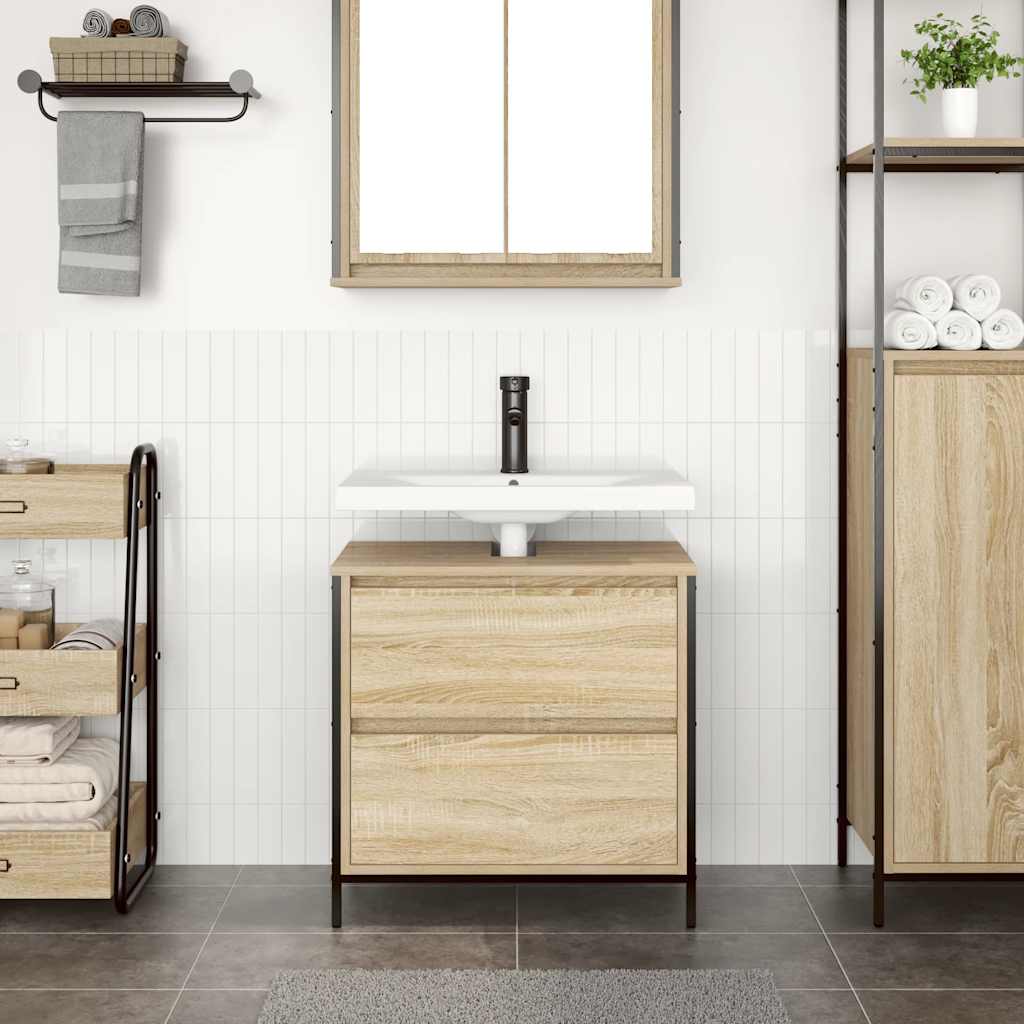 Gabinete para lavatório com gavetas, carvalho sonoma, 60x34,5x60 cm