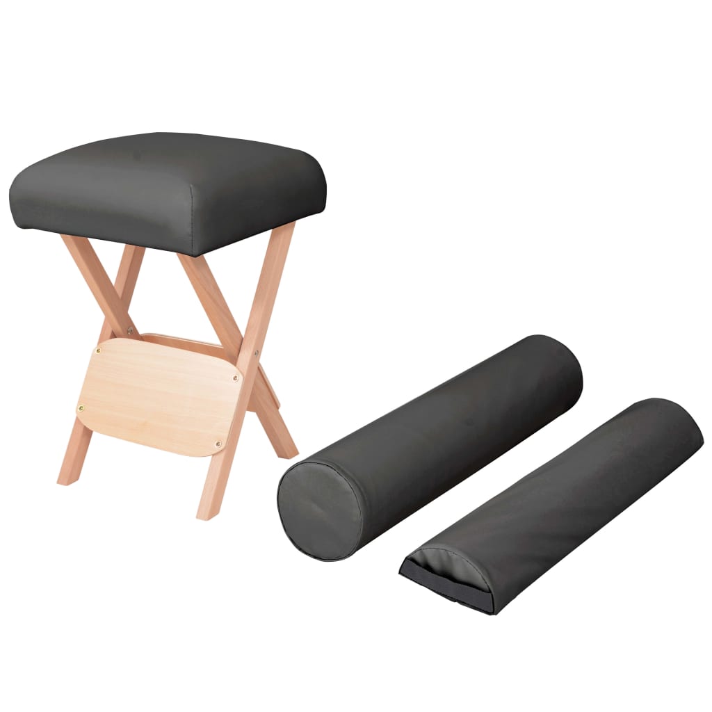 Banco massagens dobrável assento 12 cm espess. + 2 rolos preto