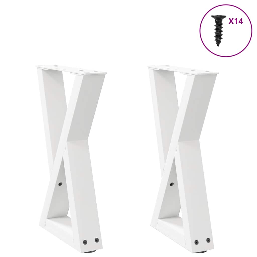 Pés para mesa de centro 2 peças, branco, 38x(42-43,3) cm, aço