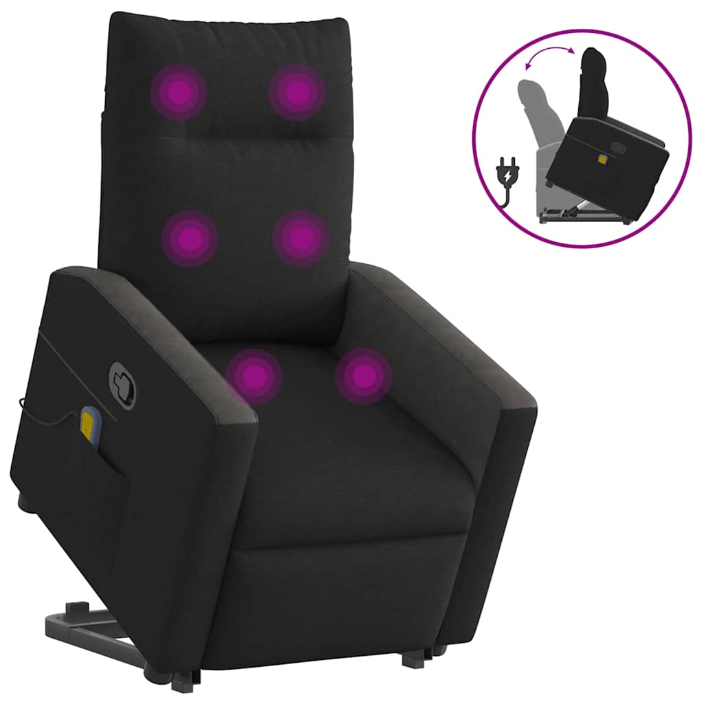 Poltrona de massagens reclinável elevatória tecido preto
