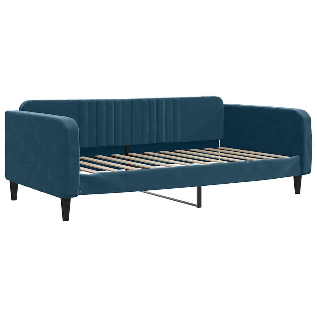 Sofá-cama com gavetão 100x200 cm veludo azul