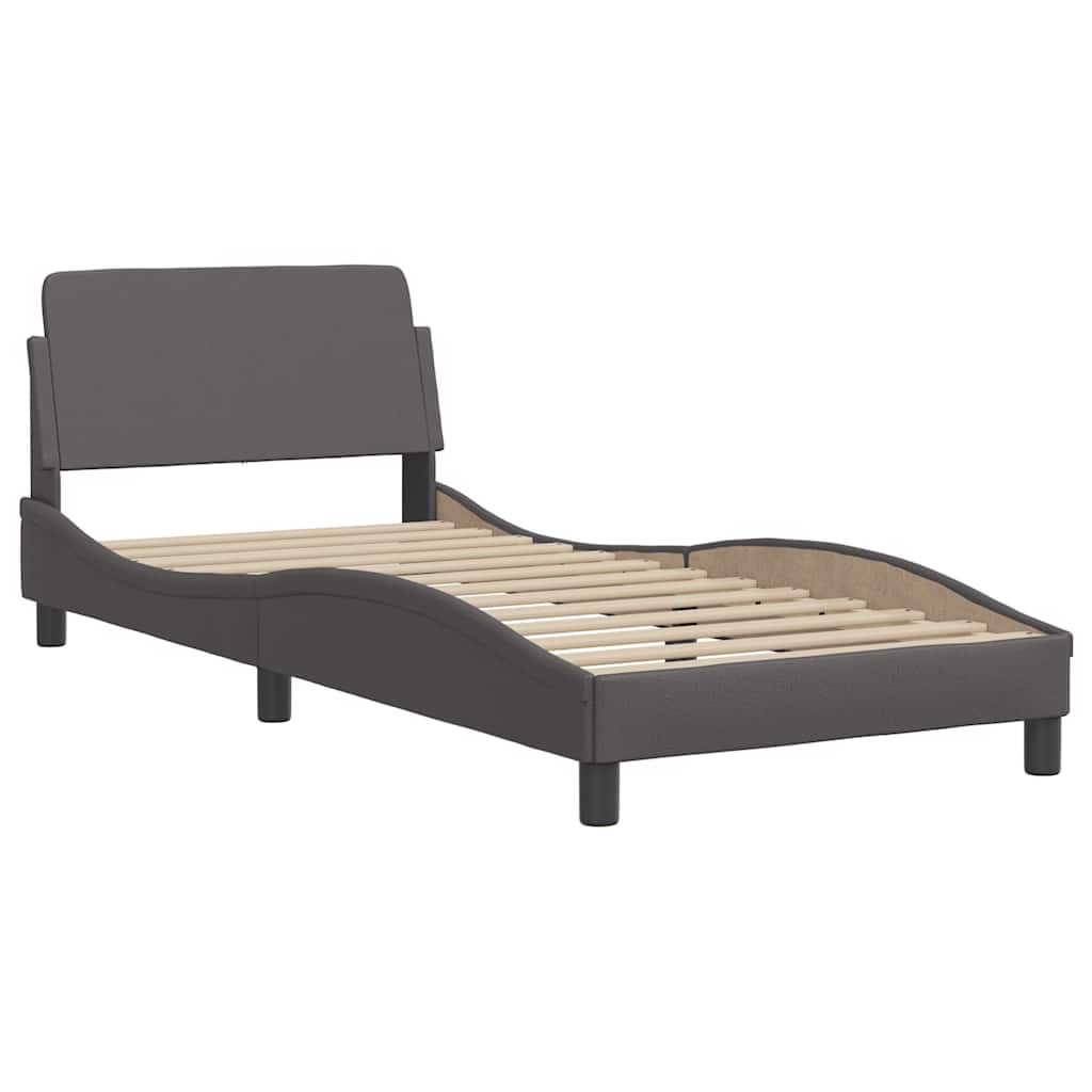 Cama com colchão hvar 90x200 cm couro artificial cinzento
