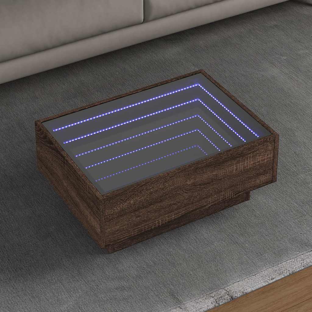 Mesa de centro c/ leds 70x50x30 cm derivados de madeira