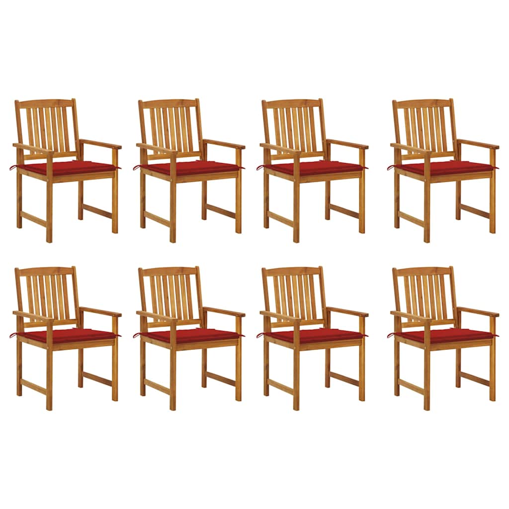 Cadeiras de jardim com almofadões 8 pcs acácia maciça