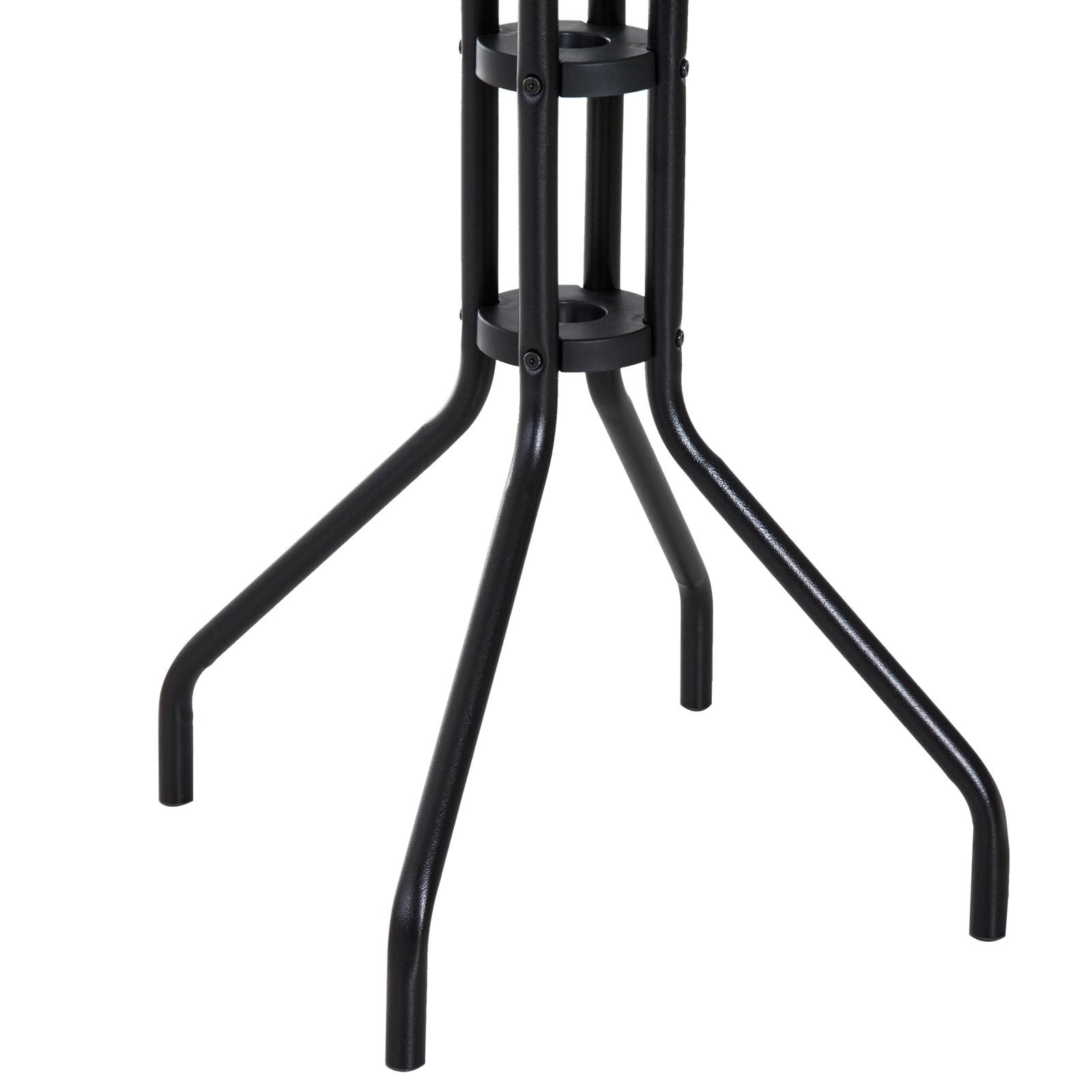 Conjunto de Mesa e 2 Cadeiras Cadeira Dobrável Encosto Reclináveis a 4 Níveis Armação de Aço Marrom