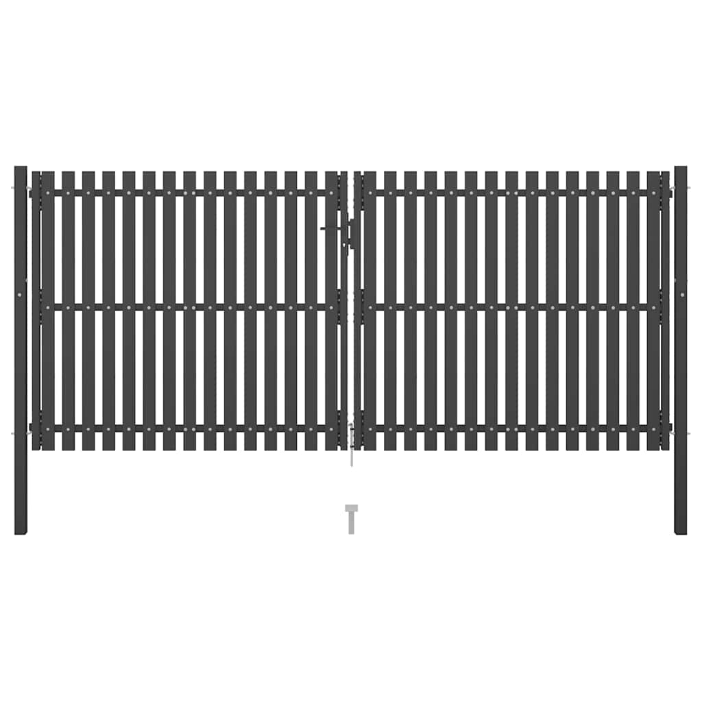 Portão de cerca de jardim em aço 400x150 cm antracite