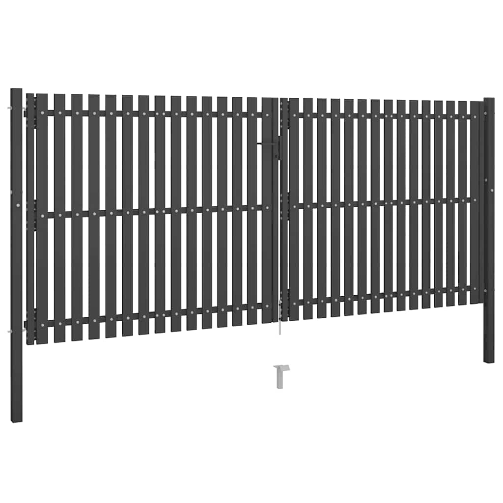 Portão de cerca de jardim em aço 400x150 cm antracite