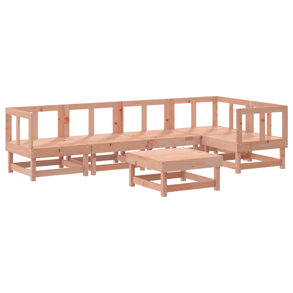 6 Pcs conj. lounge jardim c/ almofadões madeira douglas maciça