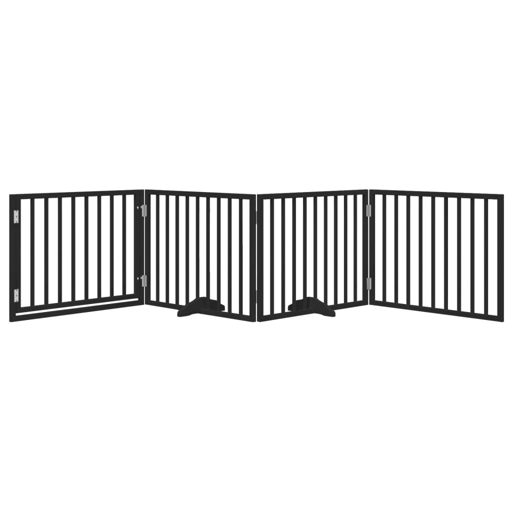 Portão p/ cães com porta dobrável 4 painéis 320 cm álamo preto