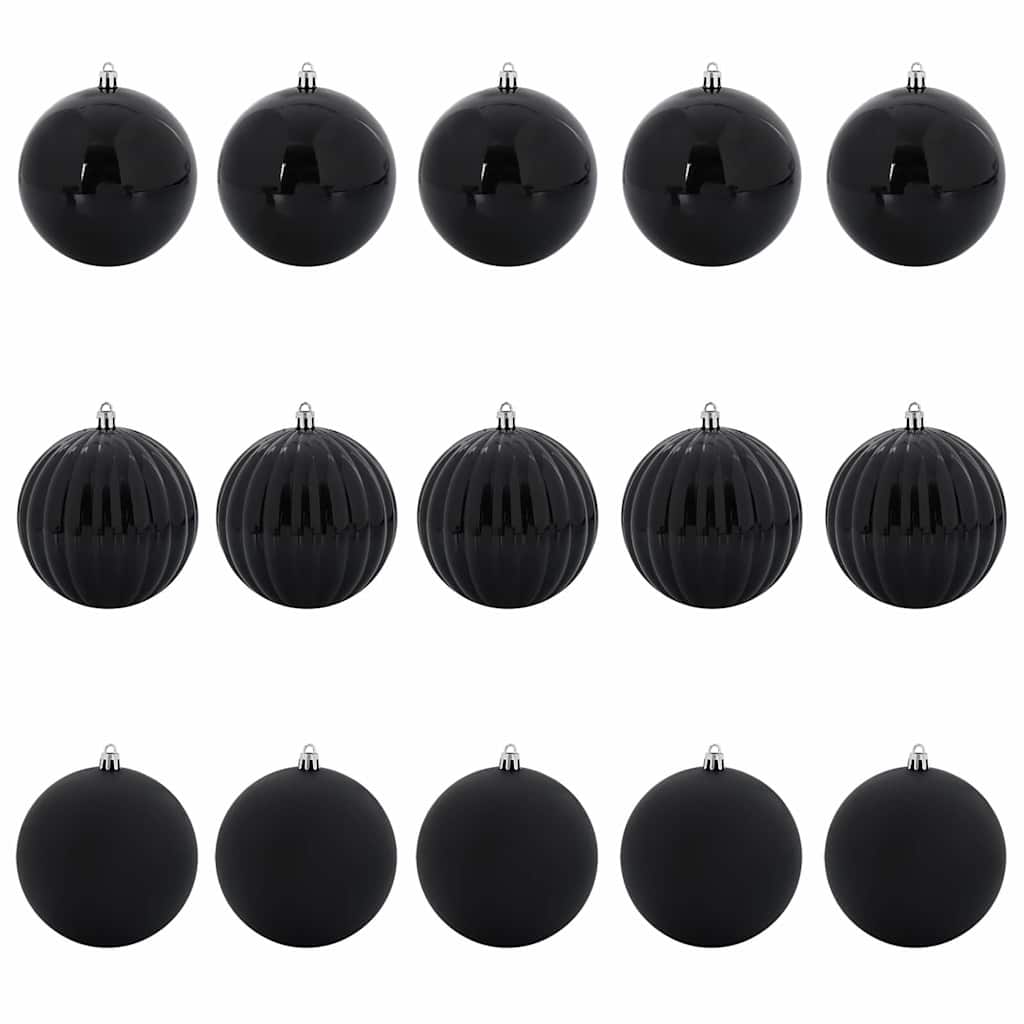 Conjunto de bolas de natal xl 15 unid. preto ø 10 cm plástico