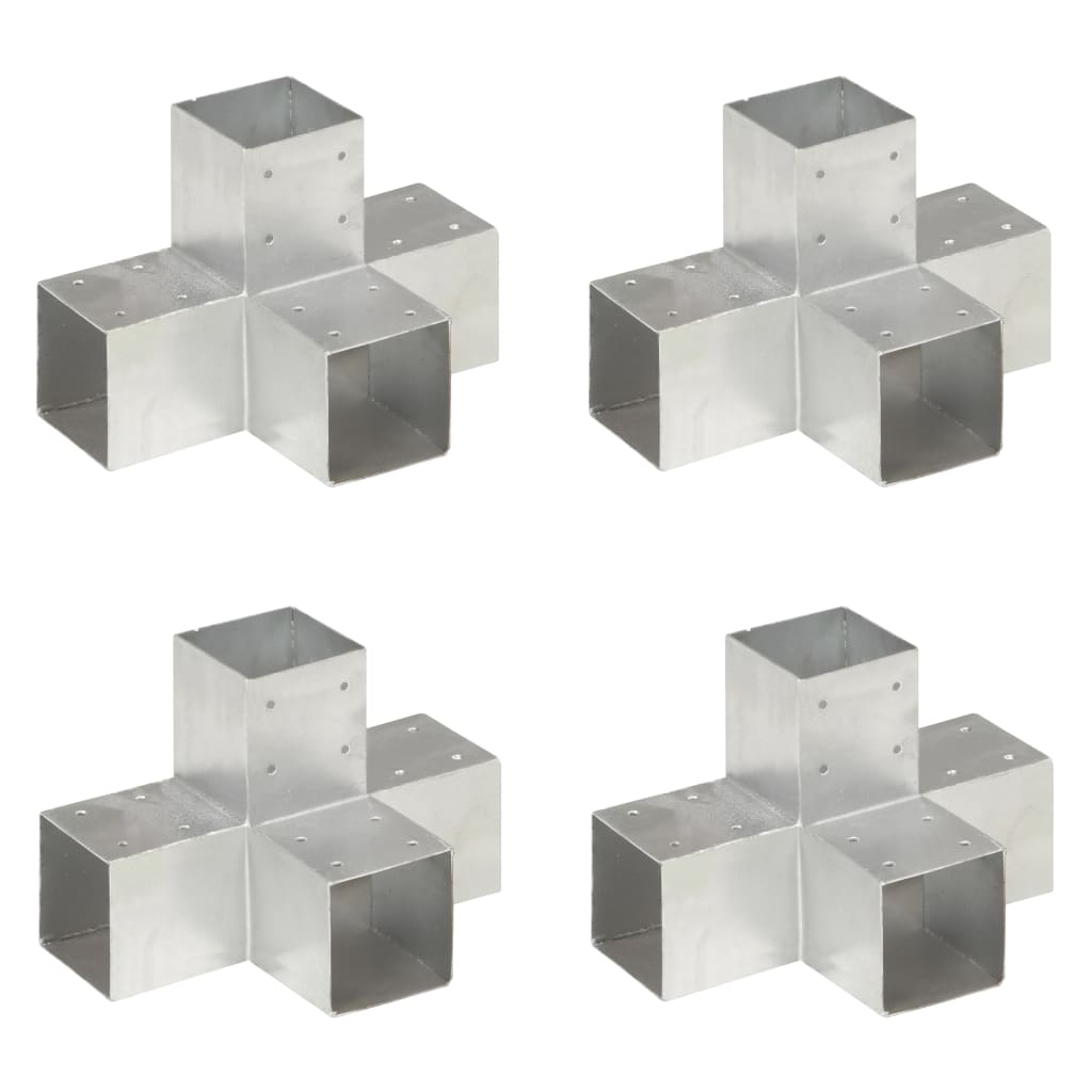 Bases para poste em forma de x 4 pcs 91x91 mm metal galvanizado