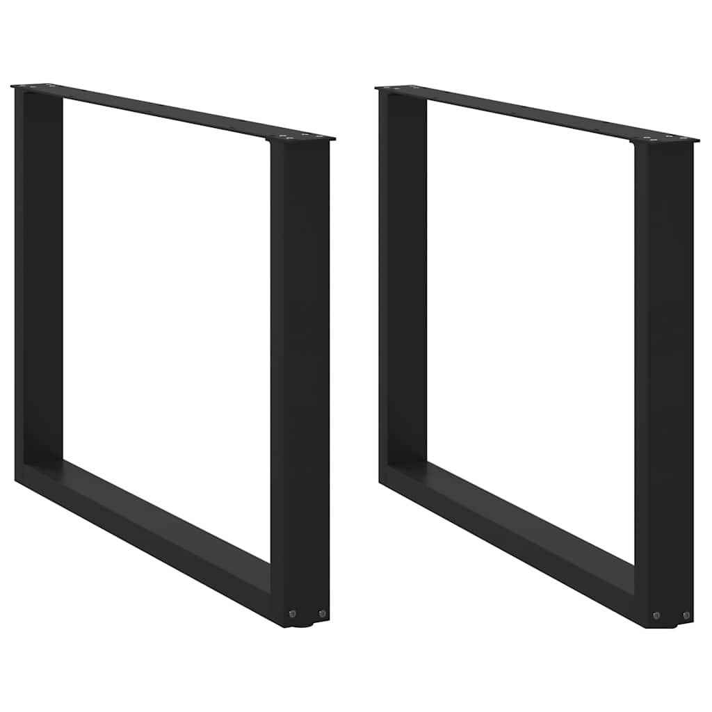 Pés para mesa de jantar em formato de u, 2 peças, preto, 100x(72-73) cm, aço