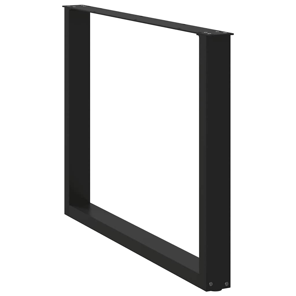 Pés para mesa de jantar em formato de u, 2 peças, preto, 100x(72-73) cm, aço