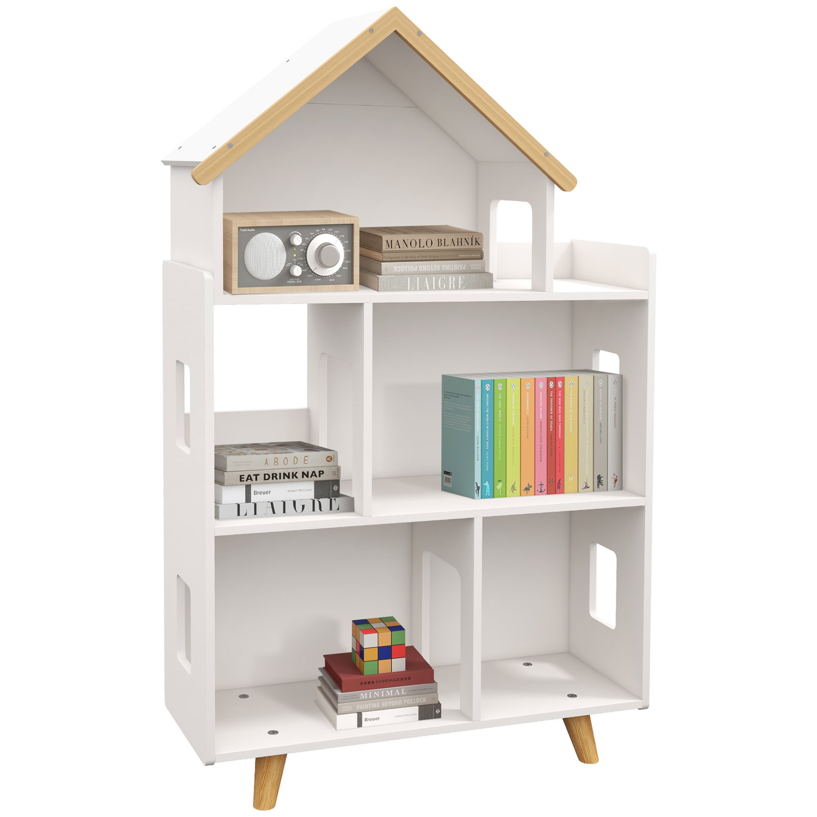 Estante para crianças organizador infantil de 3 níveis para brinquedos 65x25x108,5 cm branco