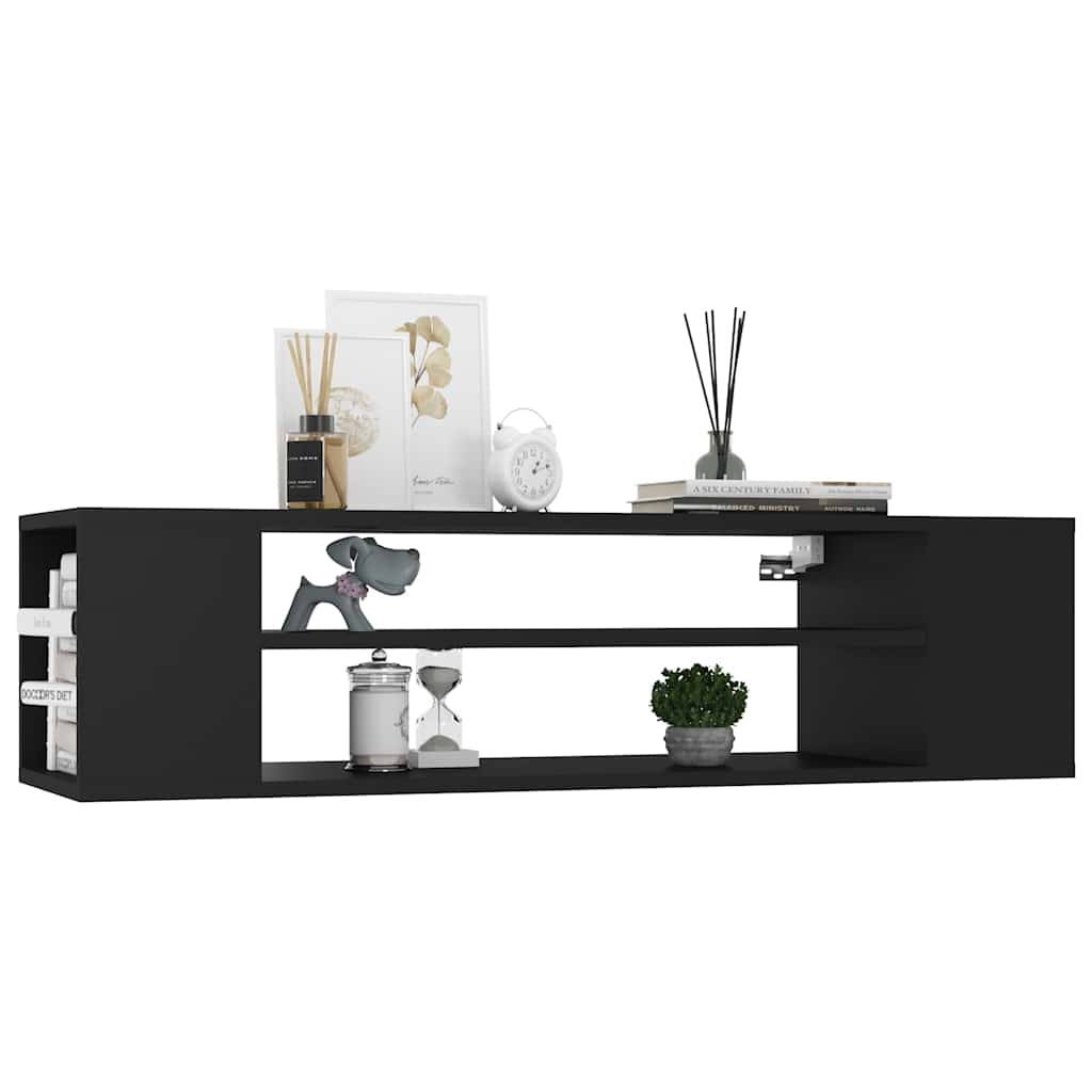 Armário TV suspenso 100x30x26,5 cm derivados de madeira preto