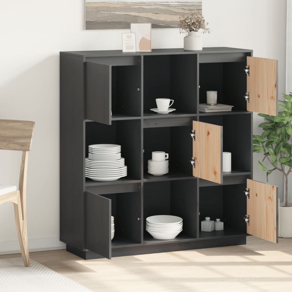 Aparador alto 110,5x35x117 cm pinho maciço cinza