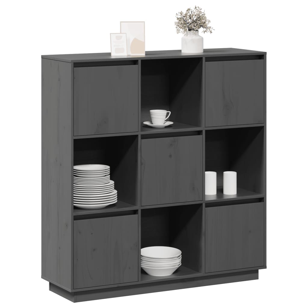 Aparador alto 110,5x35x117 cm pinho maciço cinza