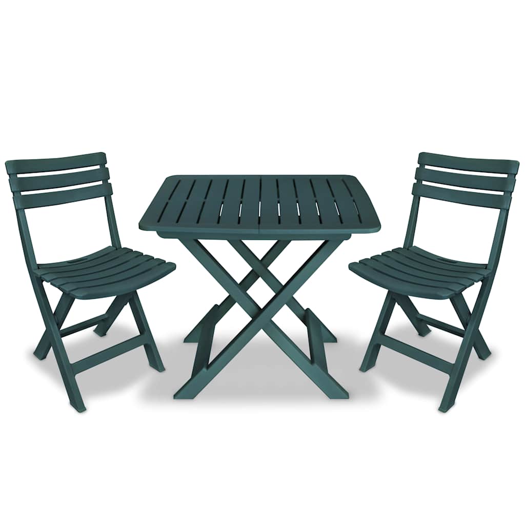 Conjunto bistrô para jardim 3 pcs plástico verde