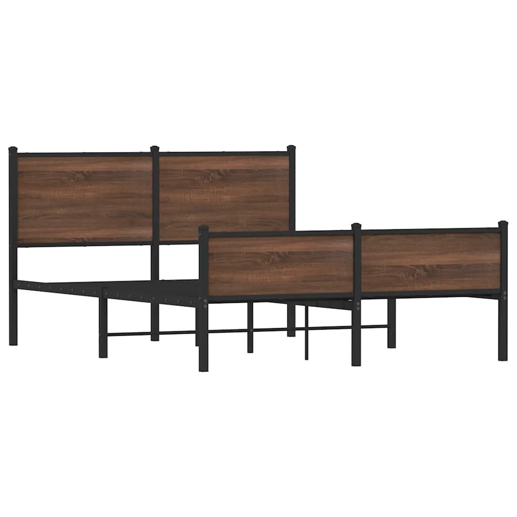 Estrutura de cama sem colchão 140x200cm metal carvalho castanho