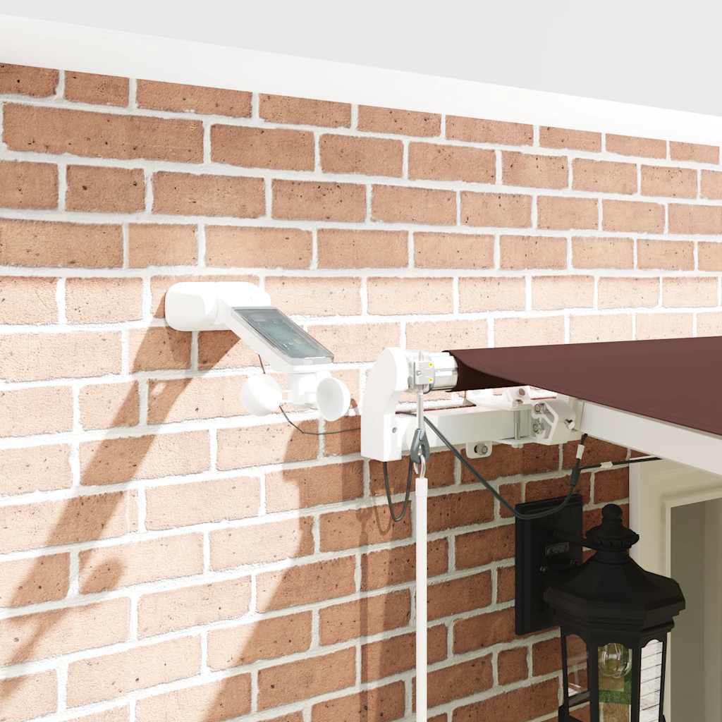 Toldo retrátil automático com luz LED 600x300 cm castanho