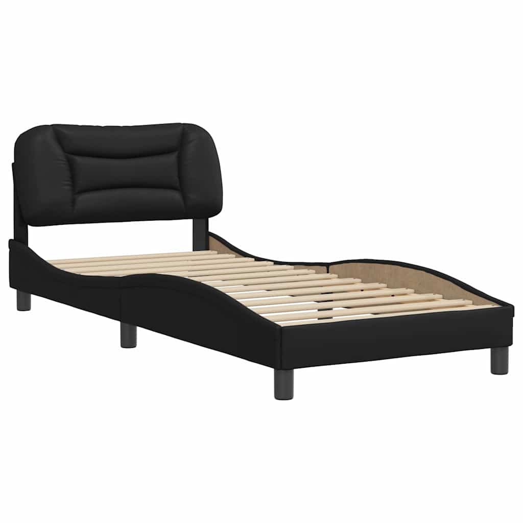 Estrutura de cama sem colchão hvar couro artificial 80x200 cm preto