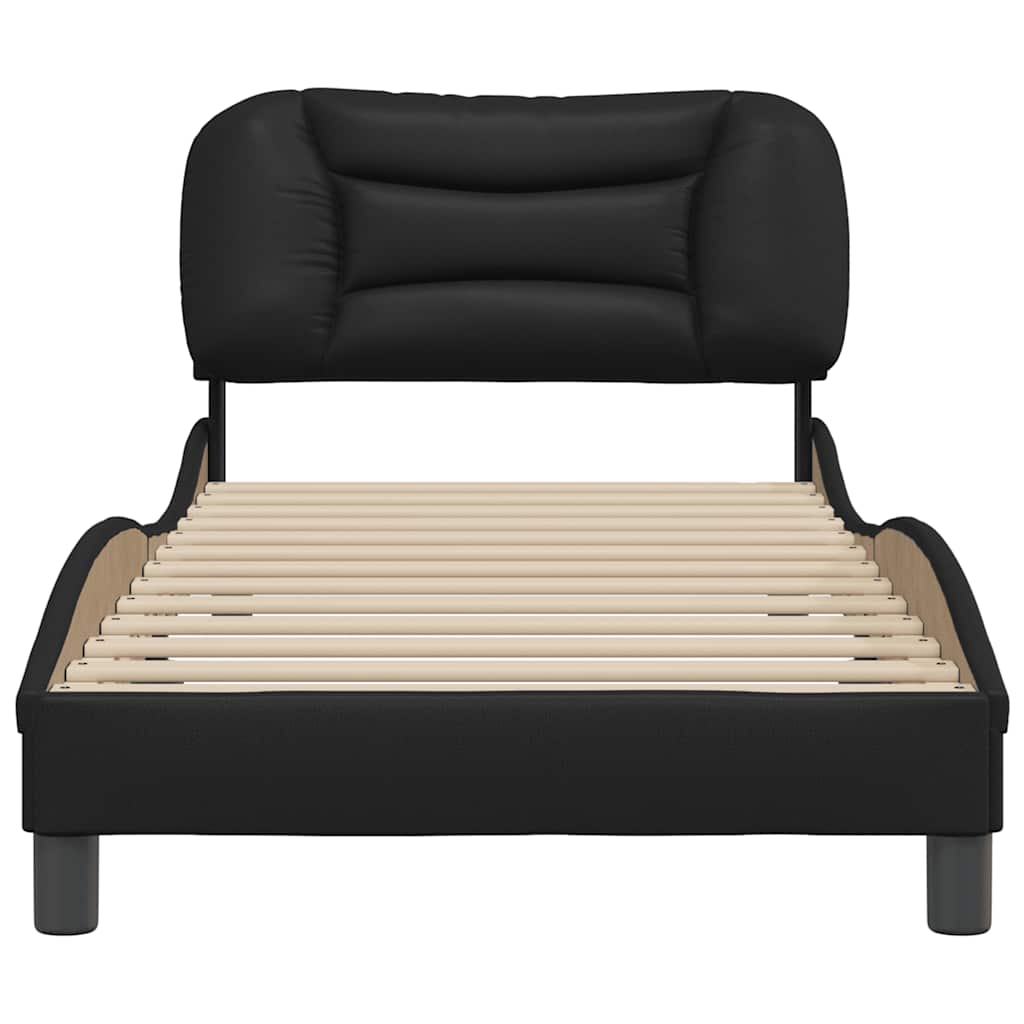 Estrutura de cama sem colchão hvar couro artificial 80x200 cm preto