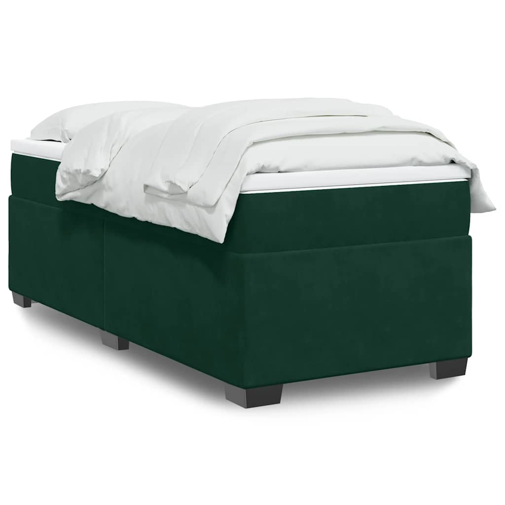 Cama com molas/colchão 80x200 cm veludo verde-escuro