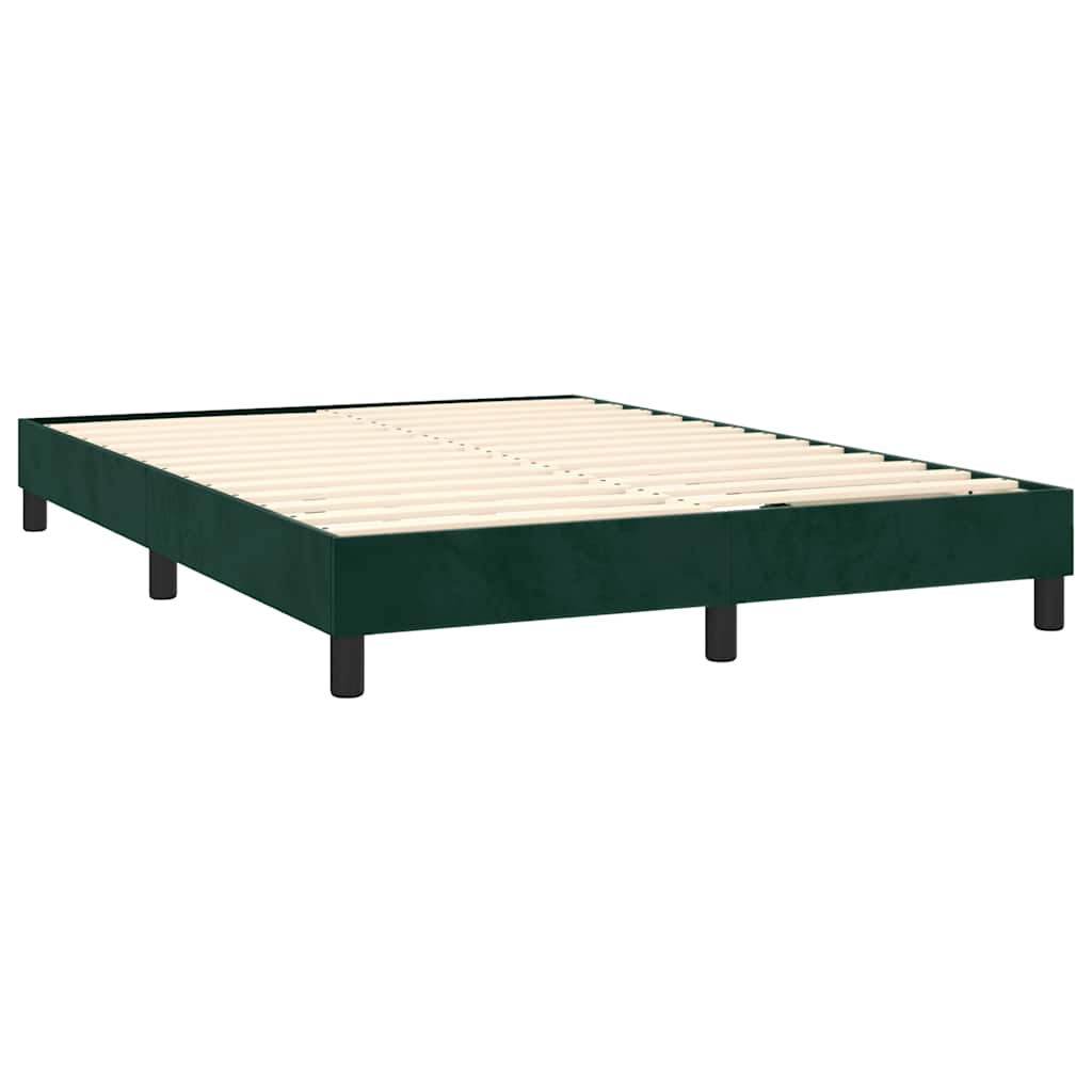Cama com molas/colchão 140x190 cm veludo verde-escuro
