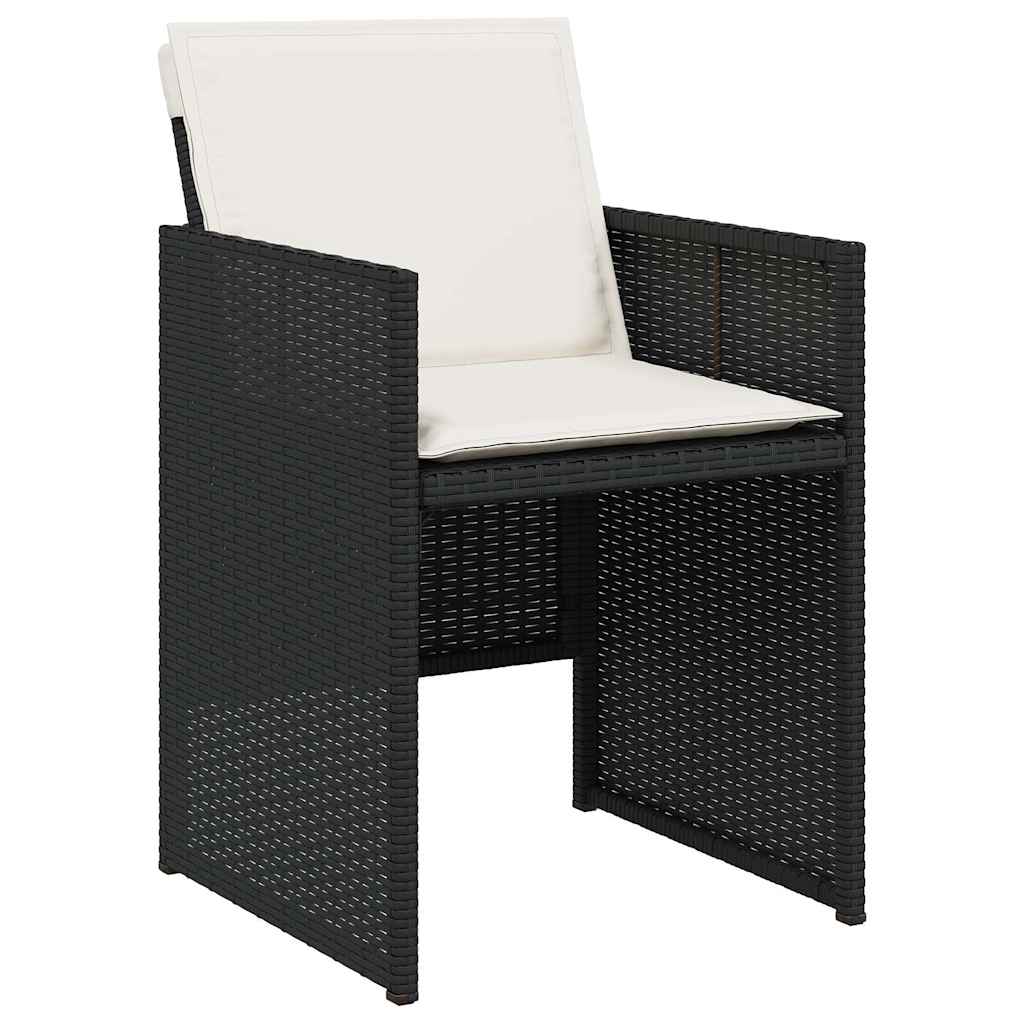 11 Pcs conjunto de jantar p/ jardim c/ almofadões vime PE preto