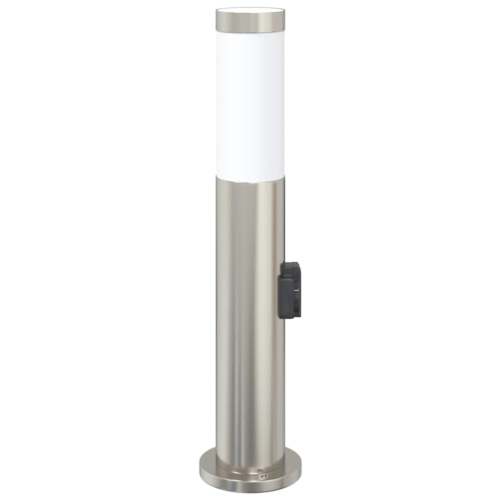 Luminária de poste com tomada, 50 cm, aço inoxidável, IP44