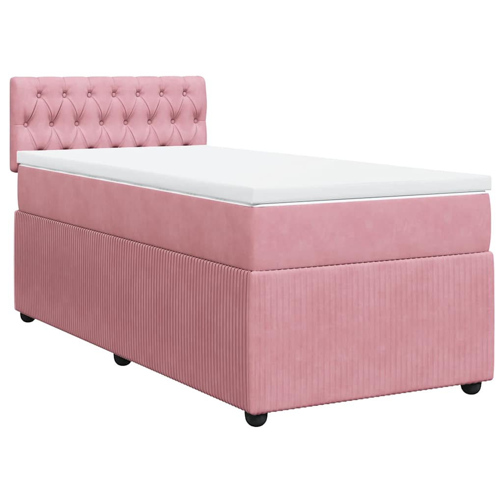 Cama com molas/colchão 90x200 cm veludo rosa
