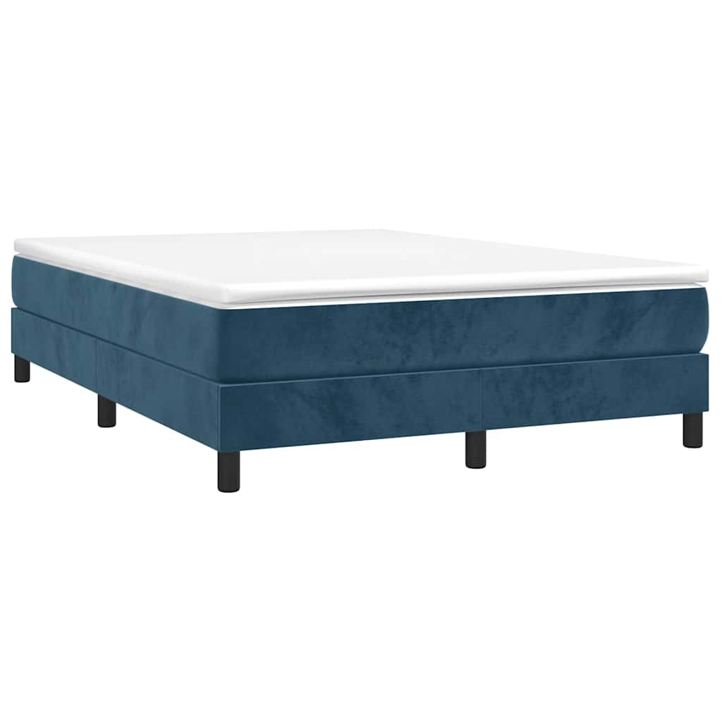 Estrutura de cama com molas 140x200 cm veludo azul-escuro