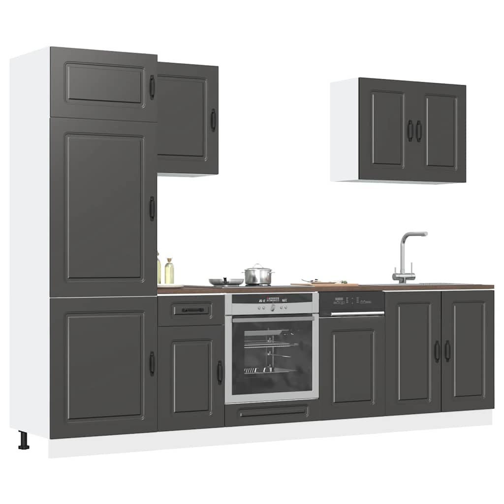 7 Peças armário de cozinha conjunto kalmar preto