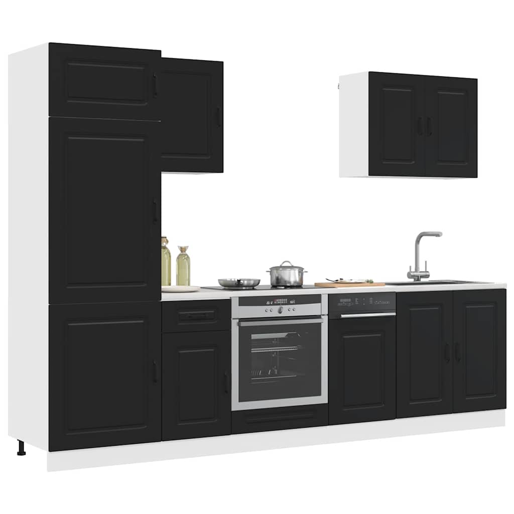 7 Peças armário de cozinha conjunto kalmar preto