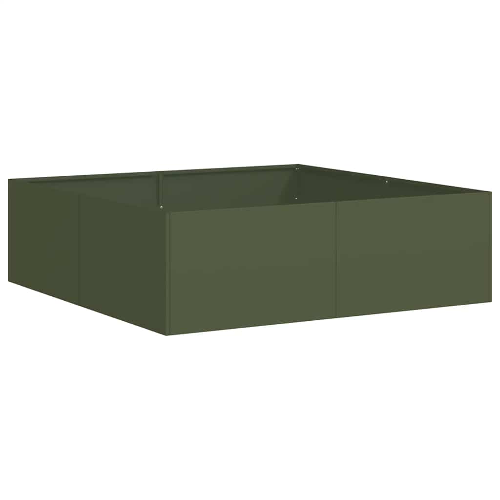 Vaso/floreira 100x100x30 cm aço verde azeitona