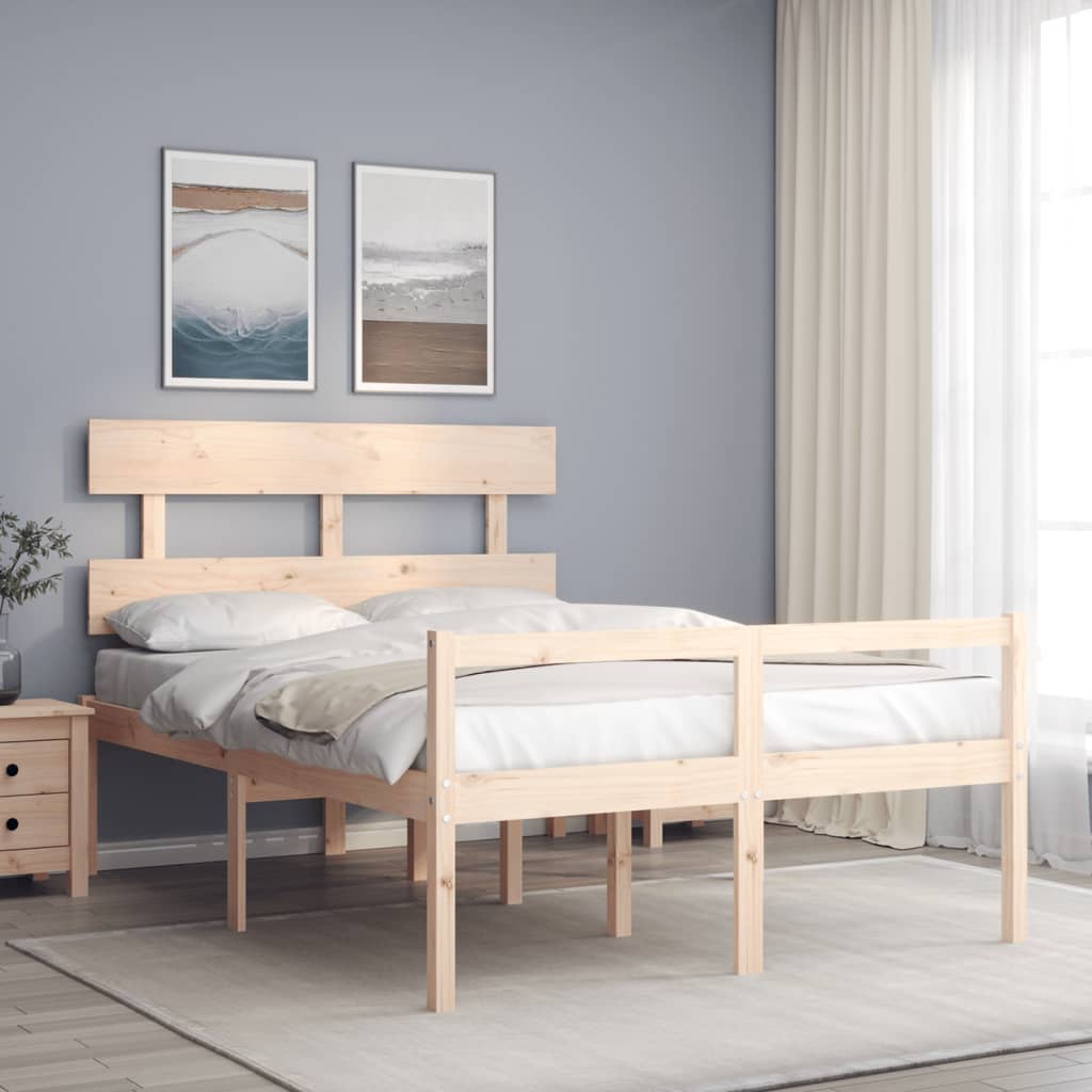 Cama de casal para idosos com cabeceira madeira maciça