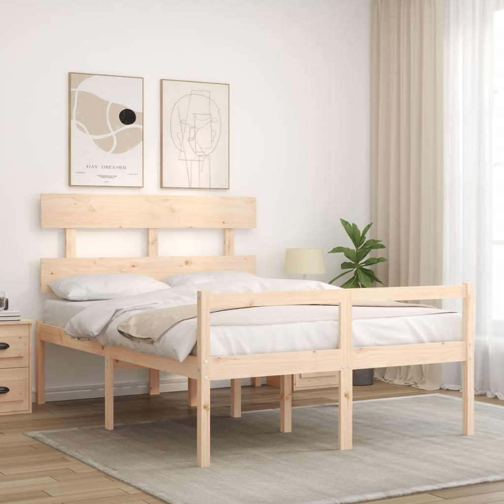 Cama de casal para idosos com cabeceira madeira maciça