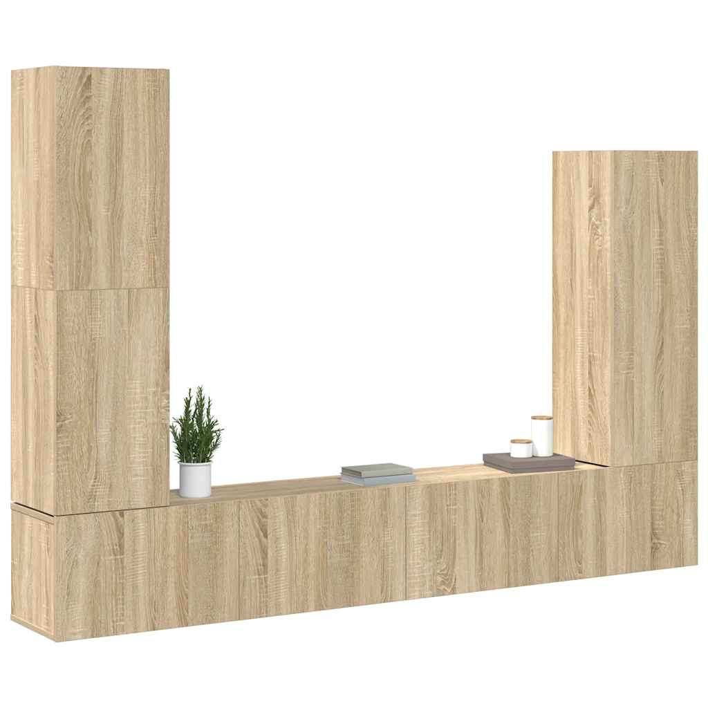 Conjunto móveis de TV 4 pcs madeira processada carvalho sonoma